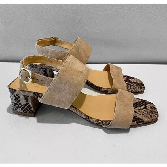 NEW Avellini Sandal Shoes Block Heels Beige 7.5 - Picture 1 of 9